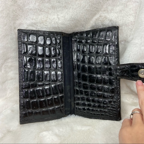 Vintage Glen Miller for Ann Turk Black Leather Croc Embossed Wallet - Picture 6 of 8